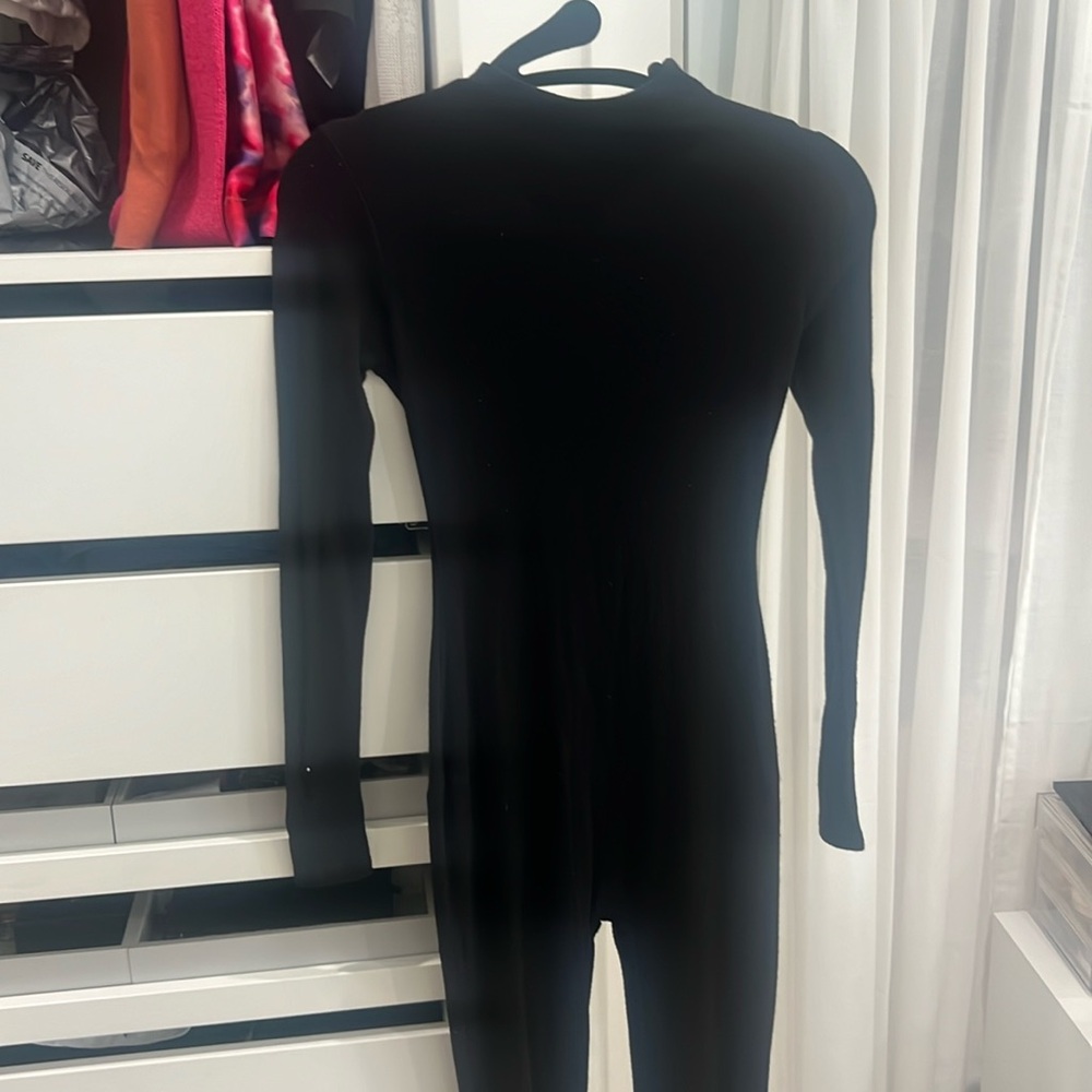 Black long sleeve jump suit